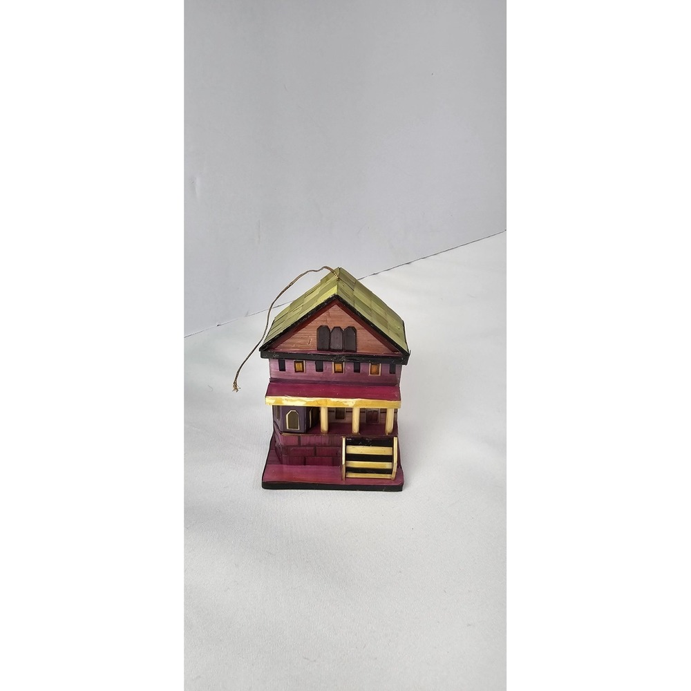 Vintage Lillian Vernon Country Farmhouse Ornament Lacquered Balsa Wood Christmas